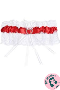 Strømpebånd, Sødt strømpebånd med rødt silkebånd og lille hjerte med sten